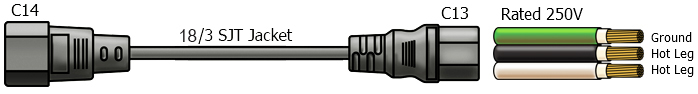 C14 to C13 power cord